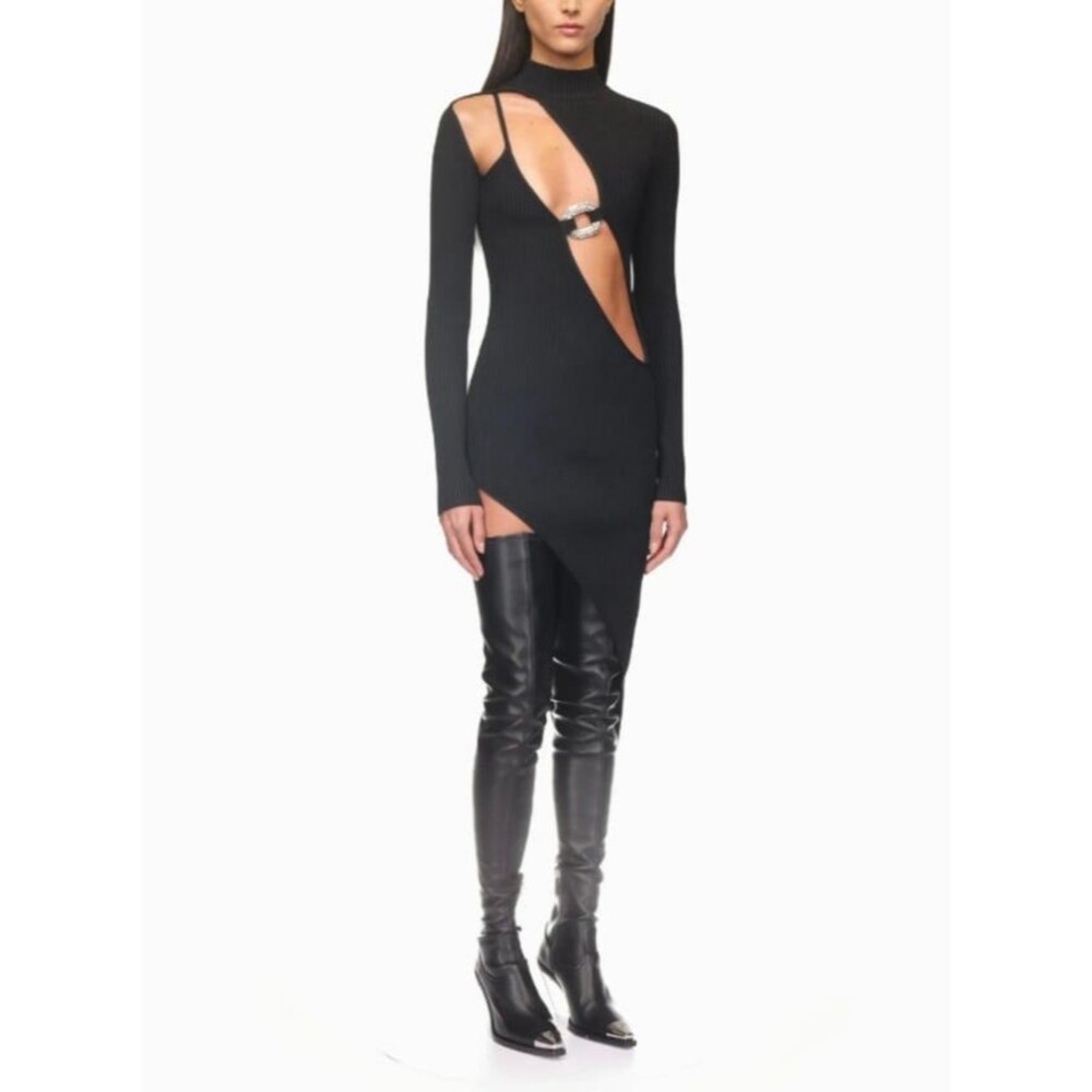 Asymmetric Cut-Out Ribbed Dress S-L - Picture 11 of 12